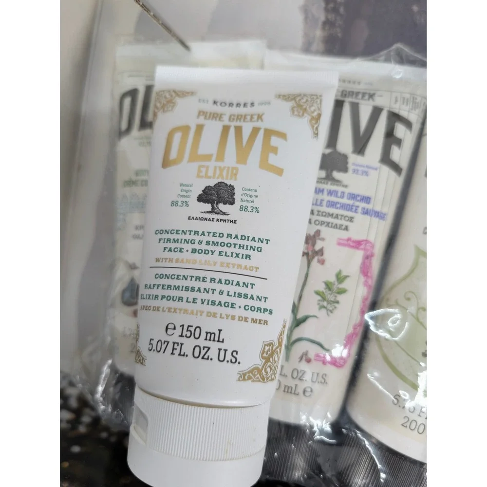 Korres Pure Greek Olive Body Cream Set 4 Piece Skincare 6.76 FL. OZ. 200 mL